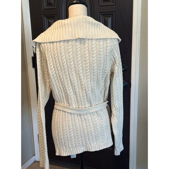 Vintage Cable Knit Cowlneck Button Up Sweater - Picture 3 of 7